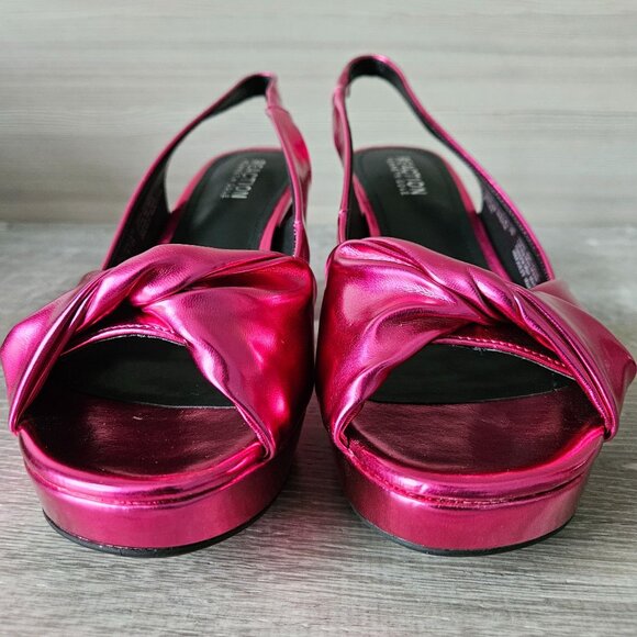 Kenneth Cole Reaction Rylee Hot Pink Metallic Slingback Platform Sandals Size 8. - Picture 9 of 16